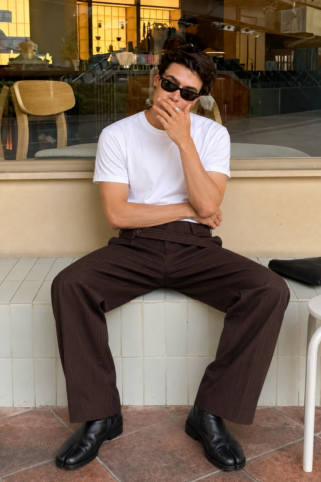 Chocolate Pinstripe Trousers