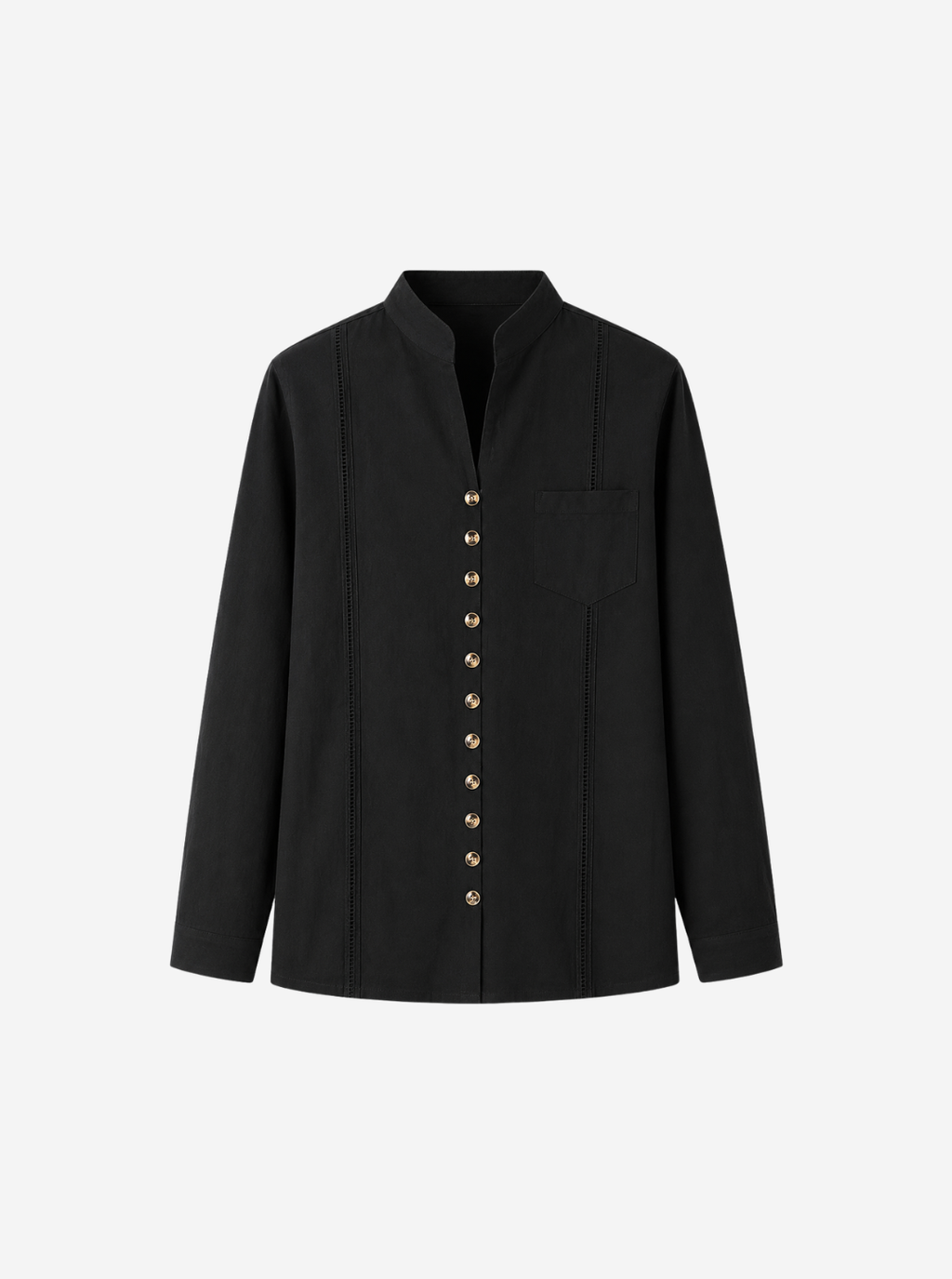 Black Trim Detail Mandarin Shirt
