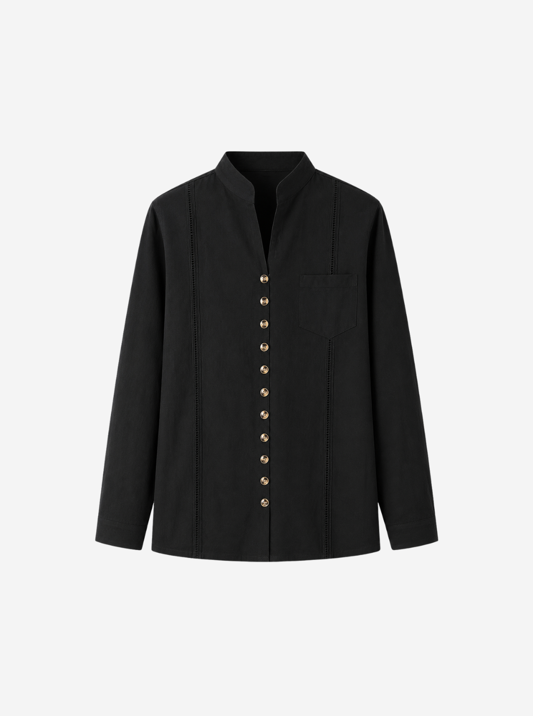 Black Trim Detail Mandarin Shirt