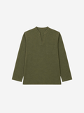 Olive Split-Neck Mandarin Shirt