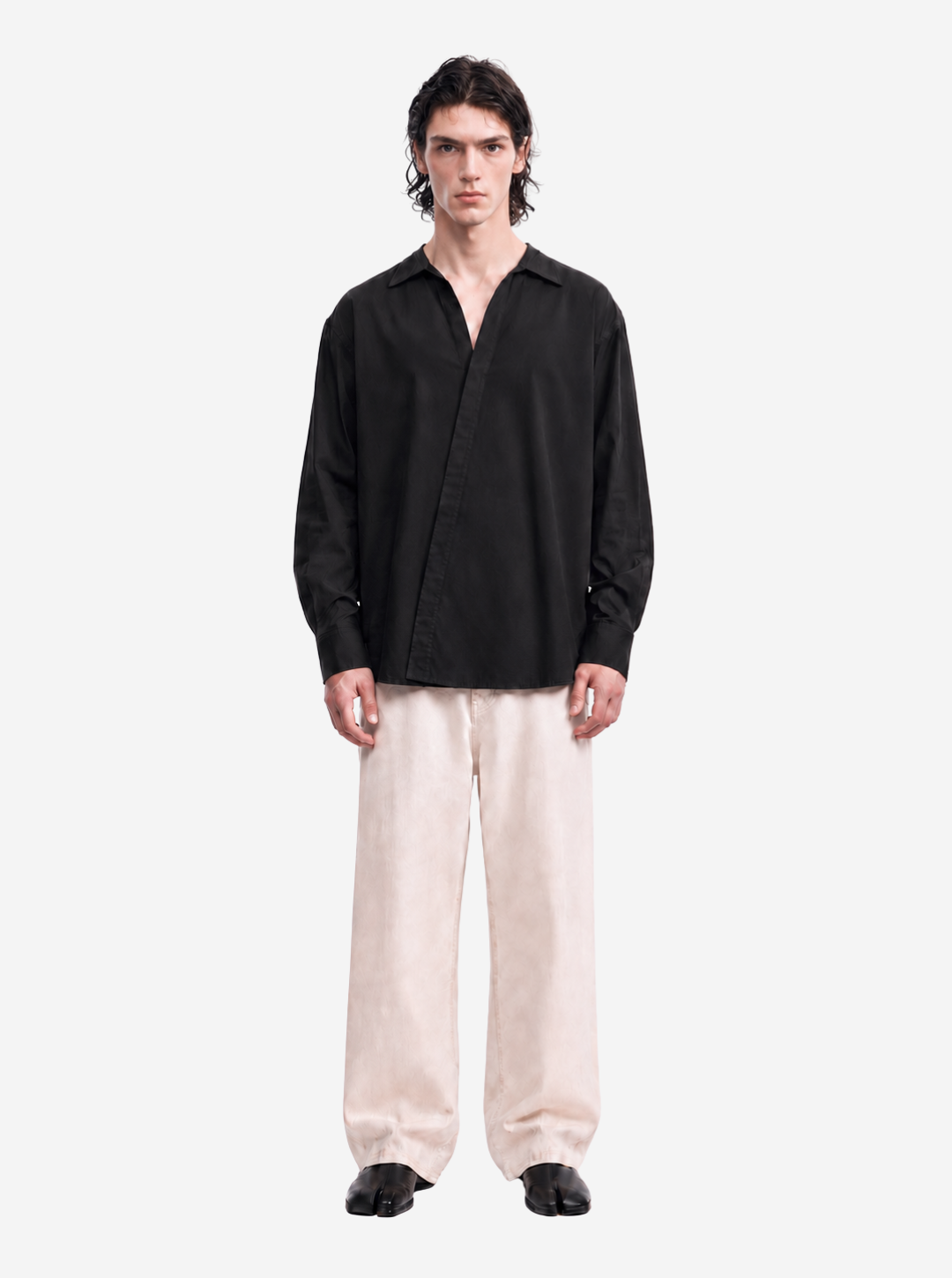 Black Asymmetric Placket Shirt