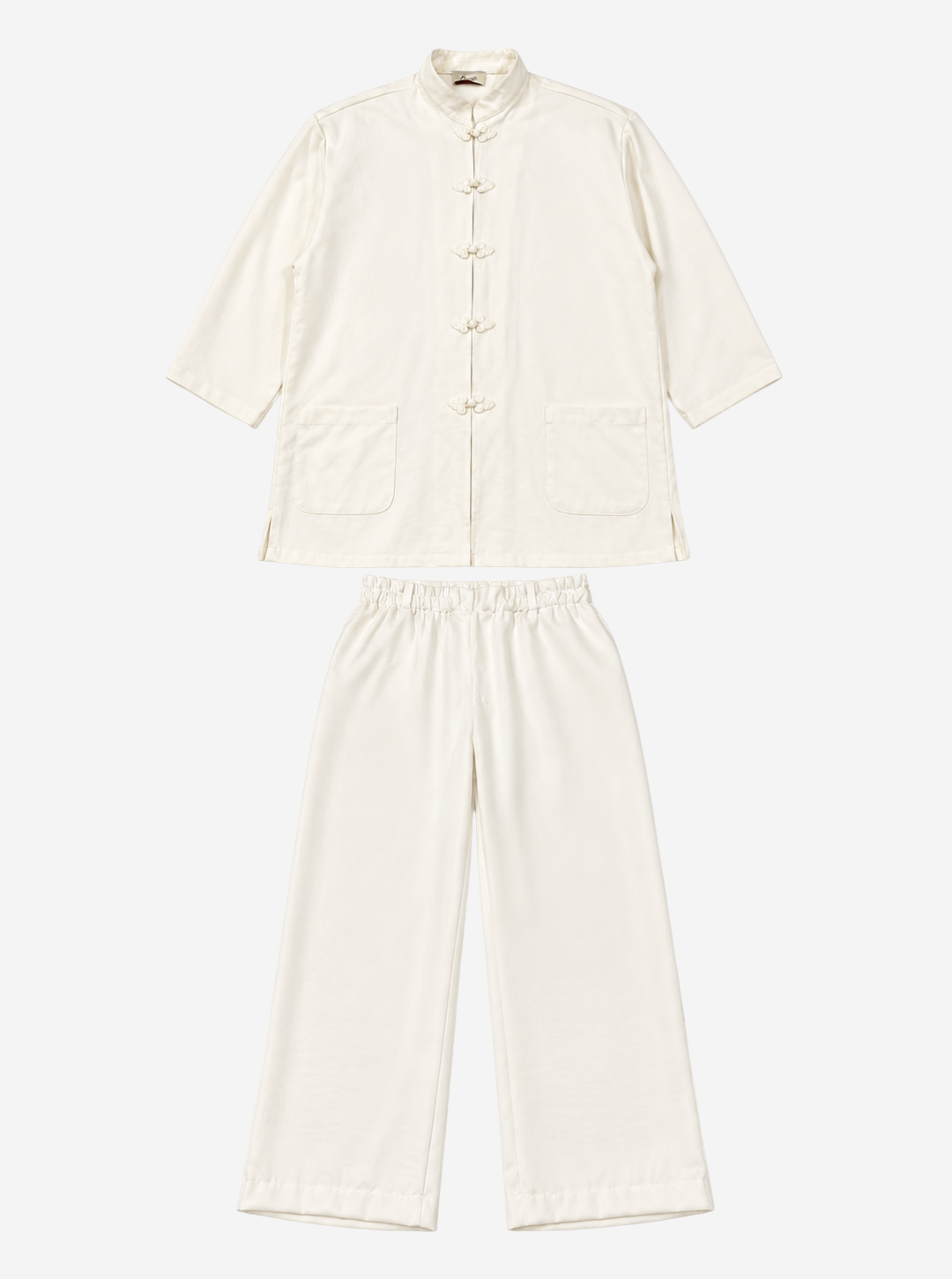 Off White Mandarin Collar Set