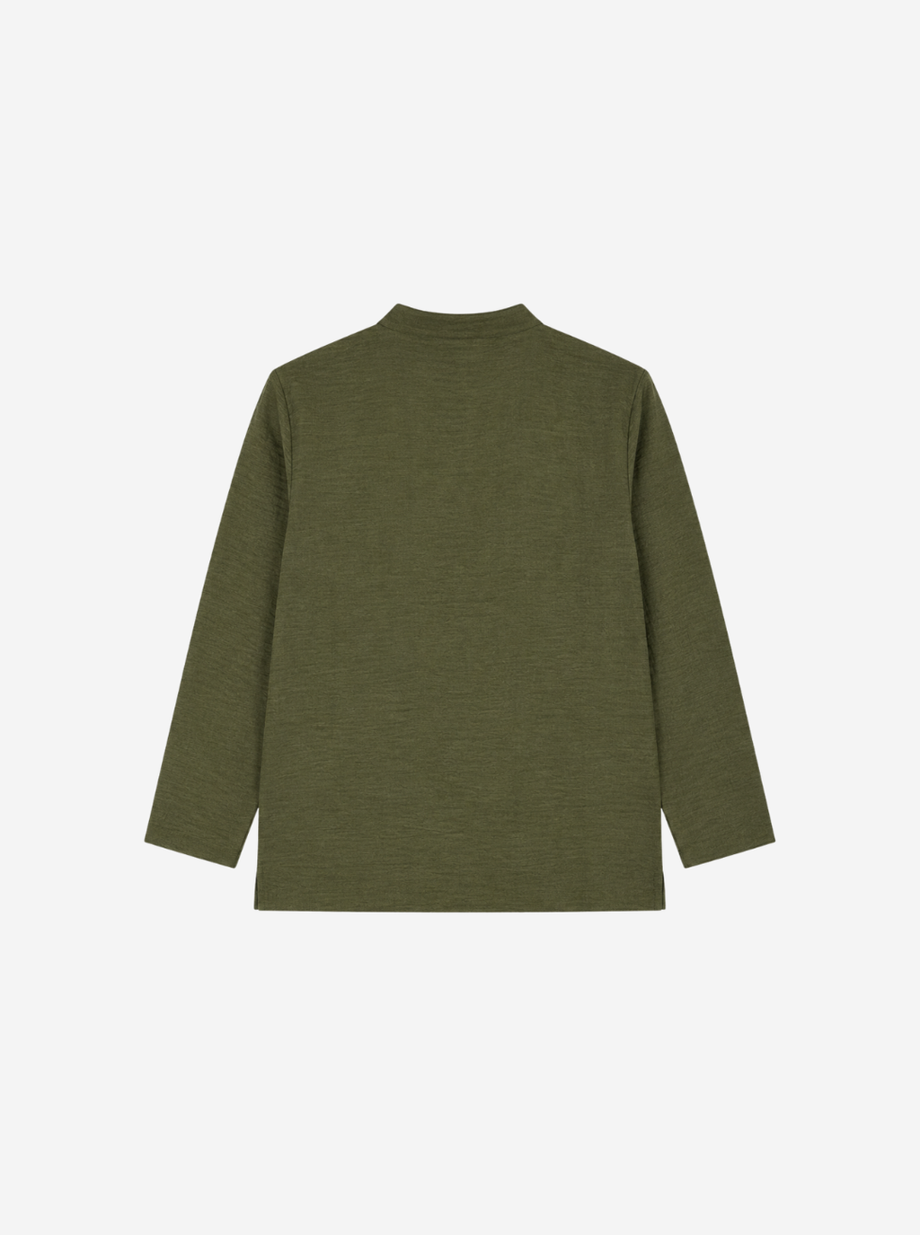 Olive Split-Neck Mandarin Shirt
