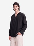 Black Asymmetric Placket Shirt