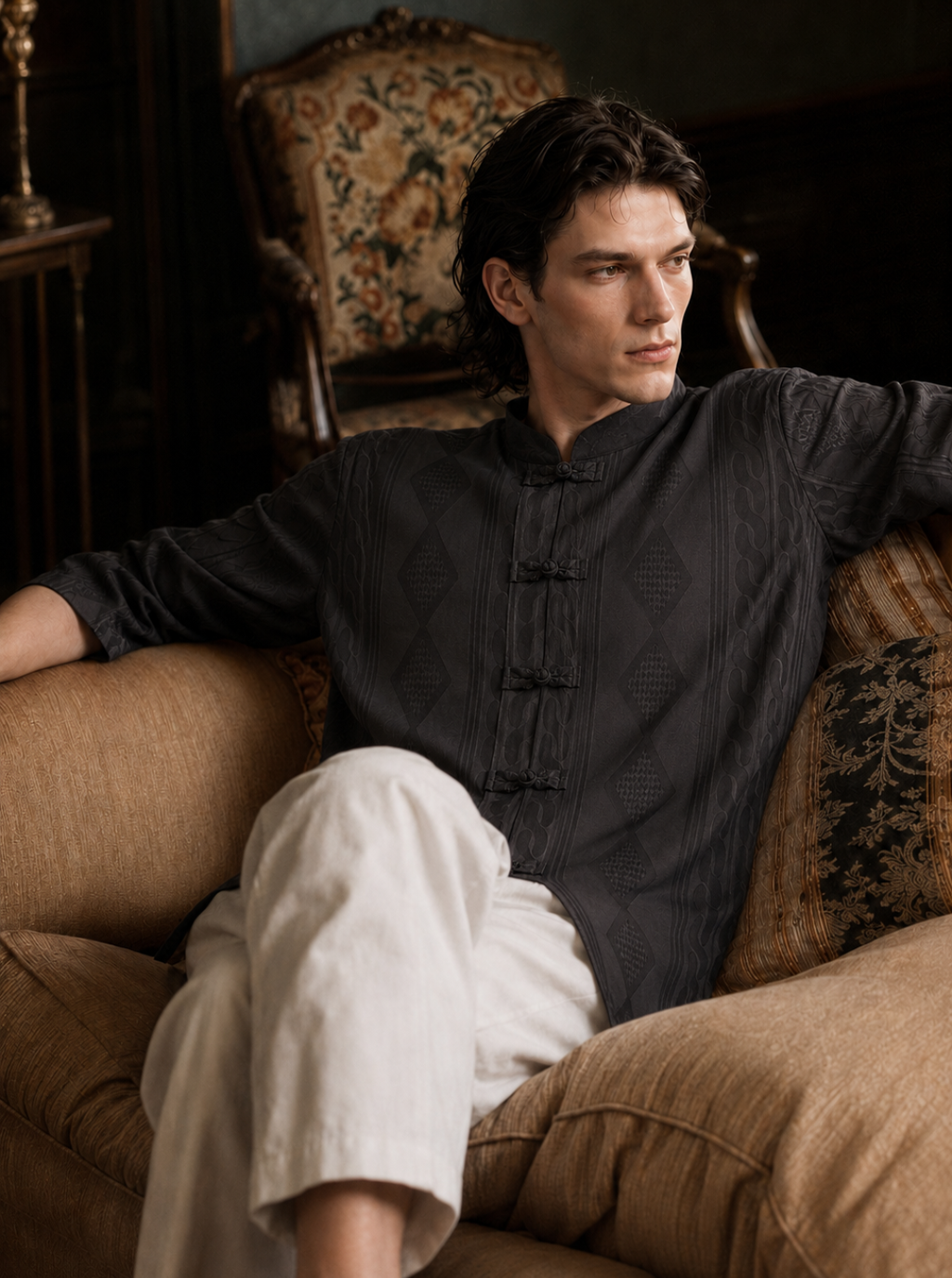 Black Jacquard Tang Shirt