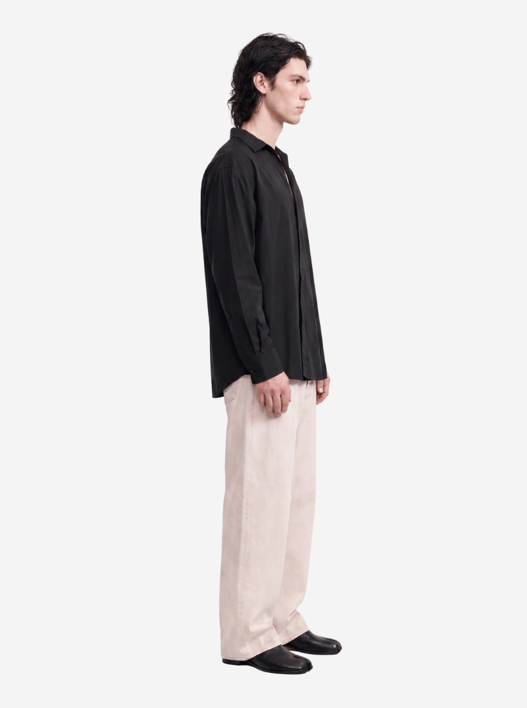 Black Asymmetric Placket Shirt