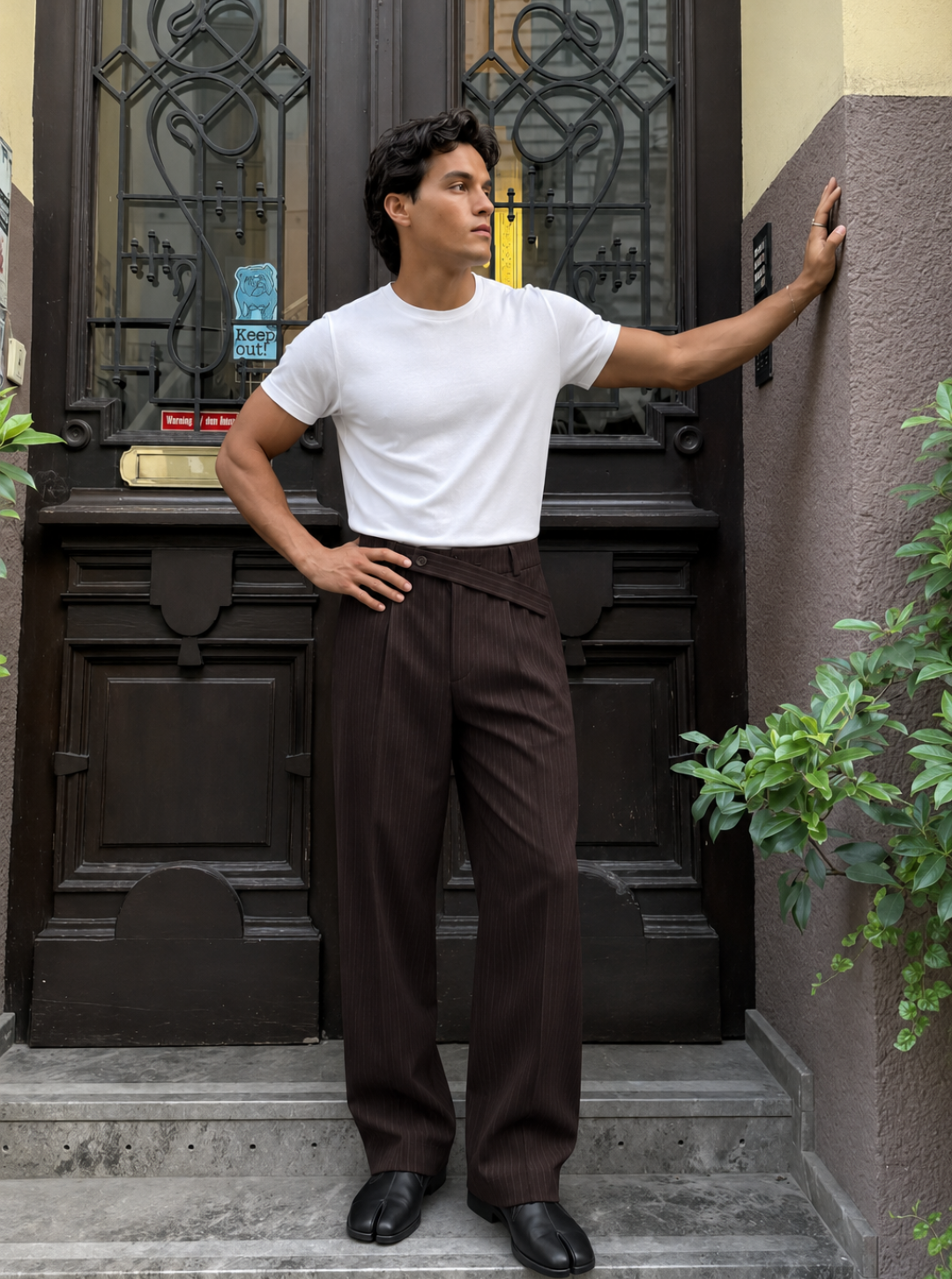 Chocolate Pinstripe Trousers