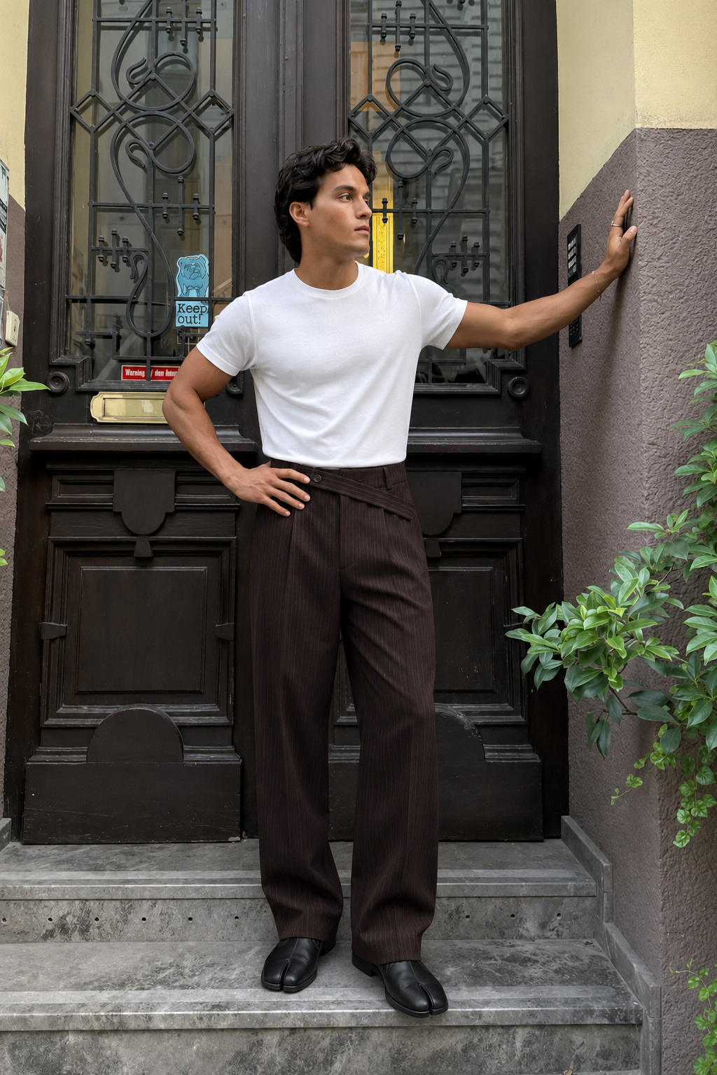Chocolate Pinstripe Trousers