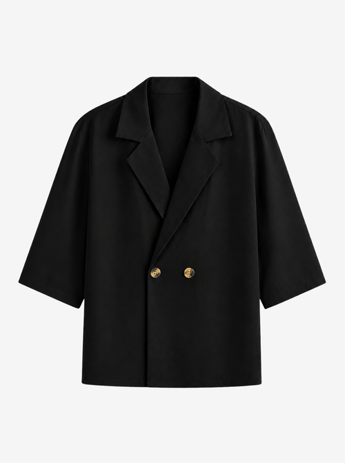 Black Double-Breasted Resort Set