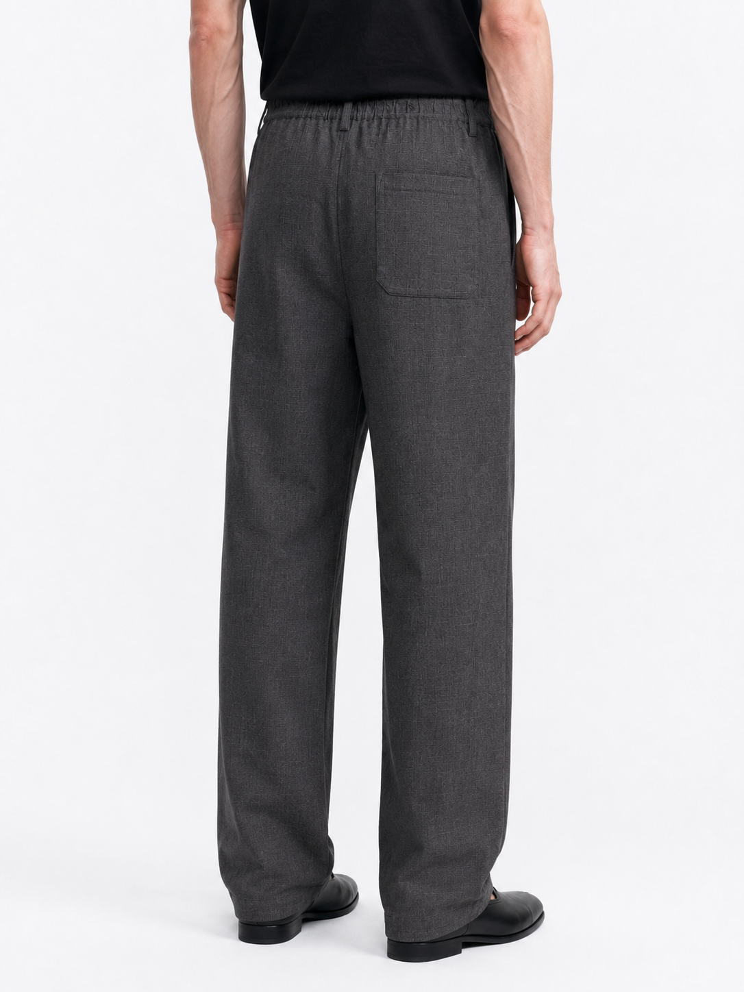 Grey plaid-Waist Trousers