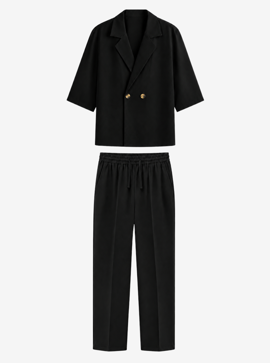 Black Double-Breasted Resort Set