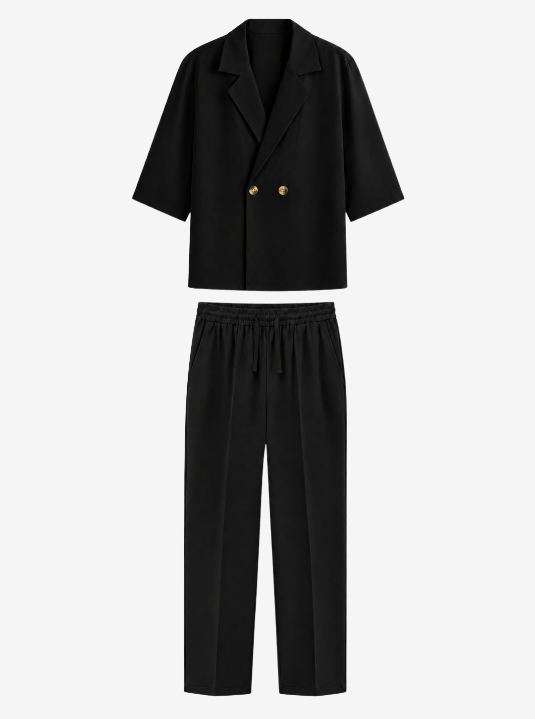 Black Double-Breasted Resort Set