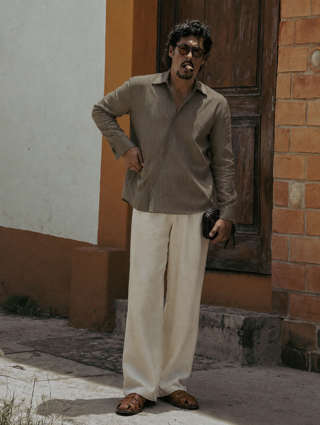 Olive Asymmetric Placket Shirt