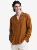 Brown Asymmetric Placket Shirt