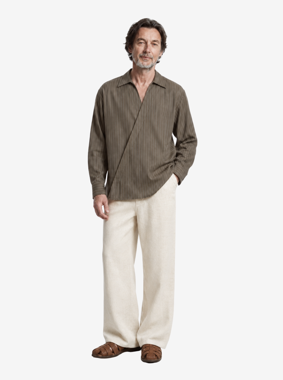 Olive Asymmetric Placket Shirt