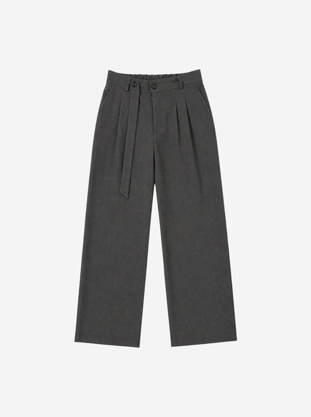 Grey plaid-Waist Trousers