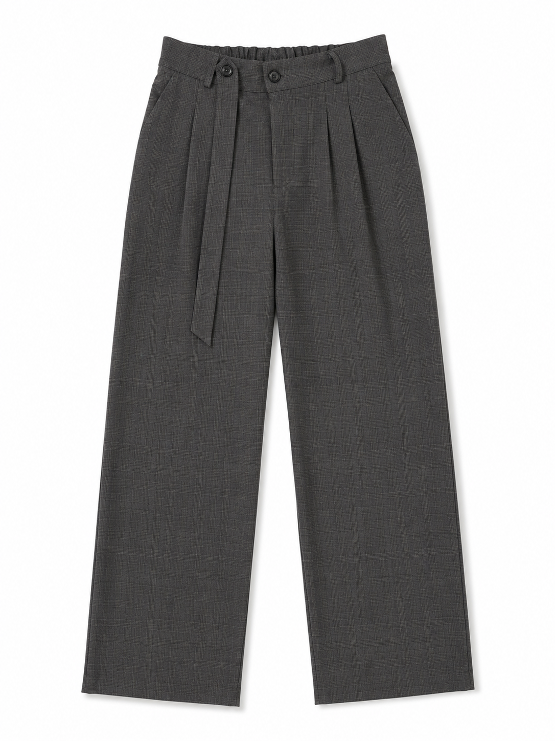 Grey plaid-Waist Trousers
