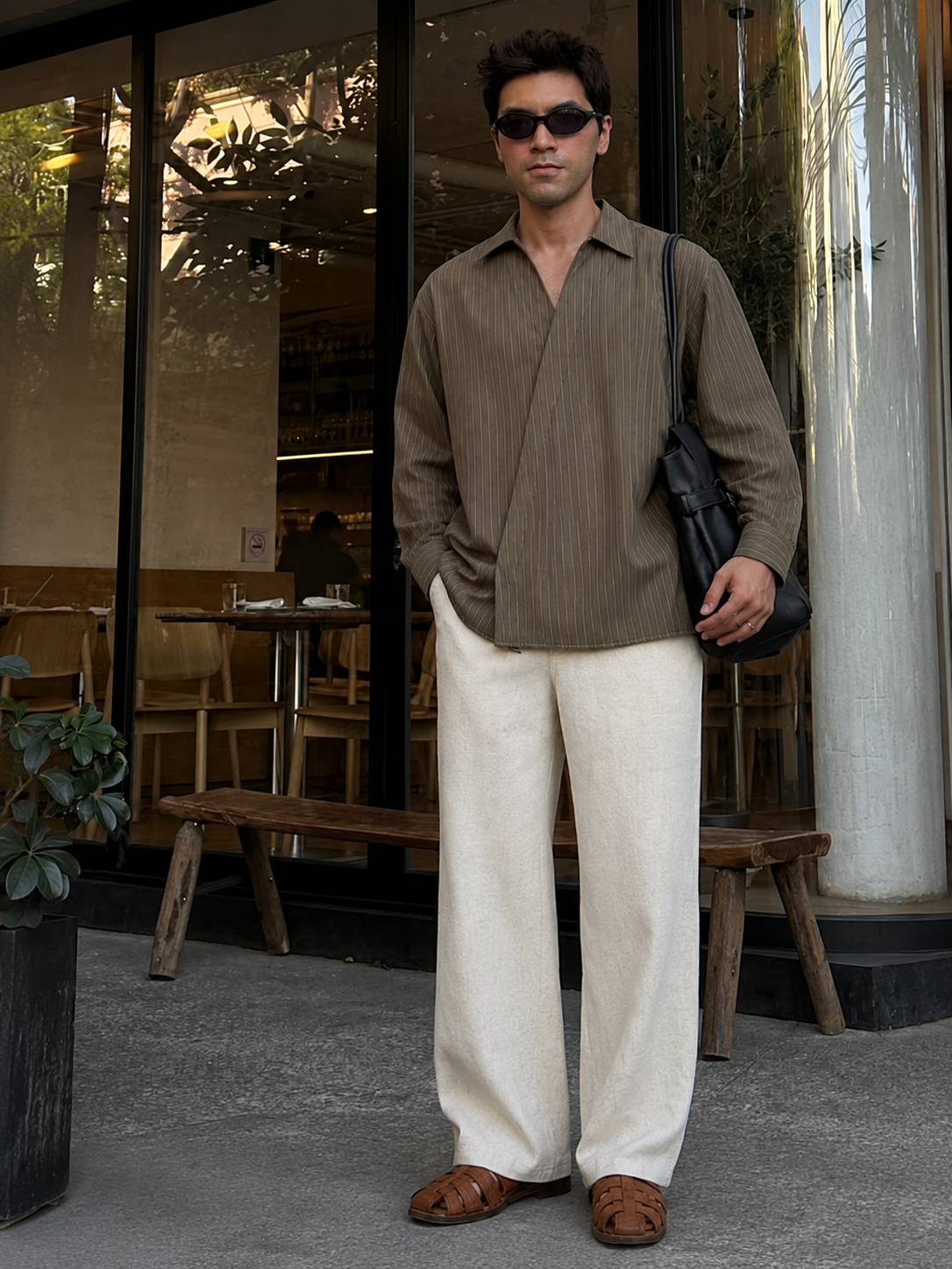 Olive Asymmetric Placket Shirt