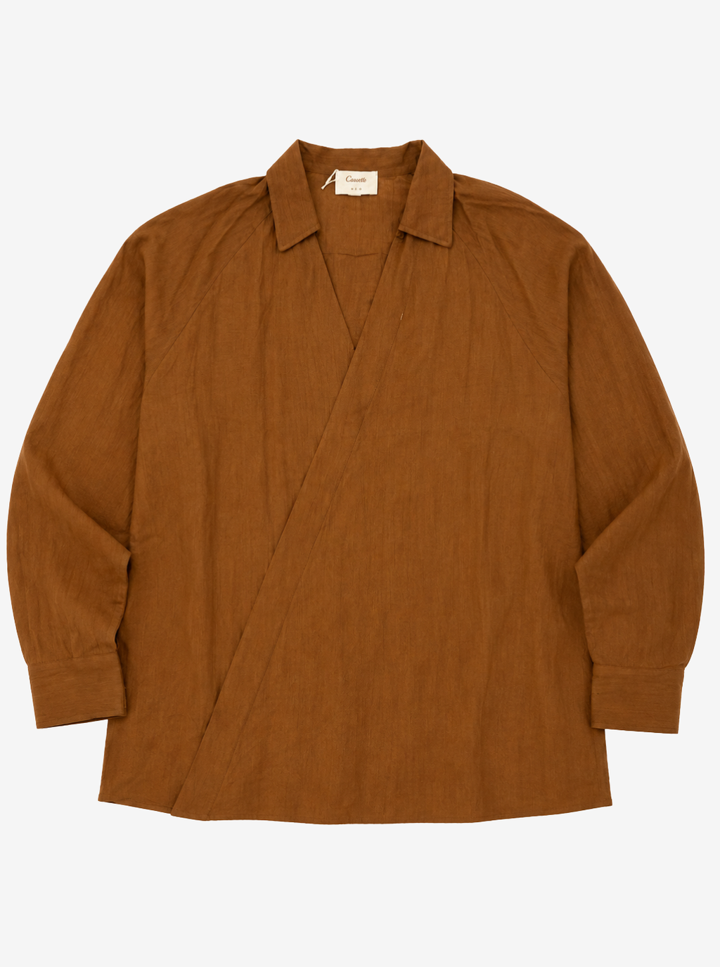 Brown Asymmetric Placket Shirt