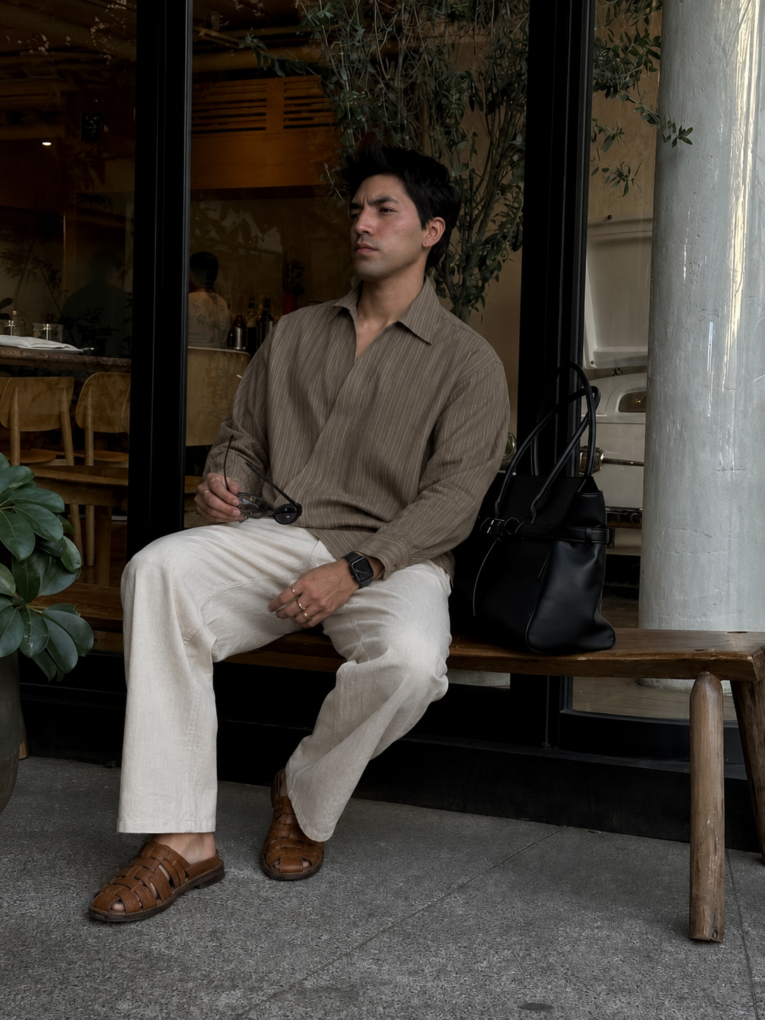 Olive Asymmetric Placket Shirt