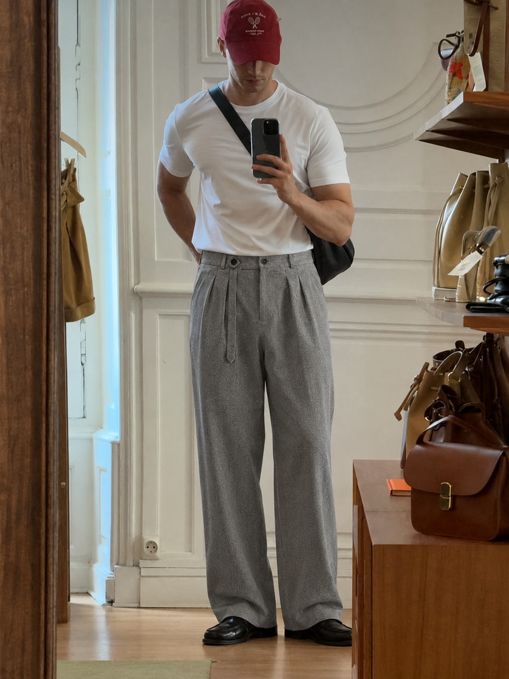 Gray Wrap-Waist Trousers