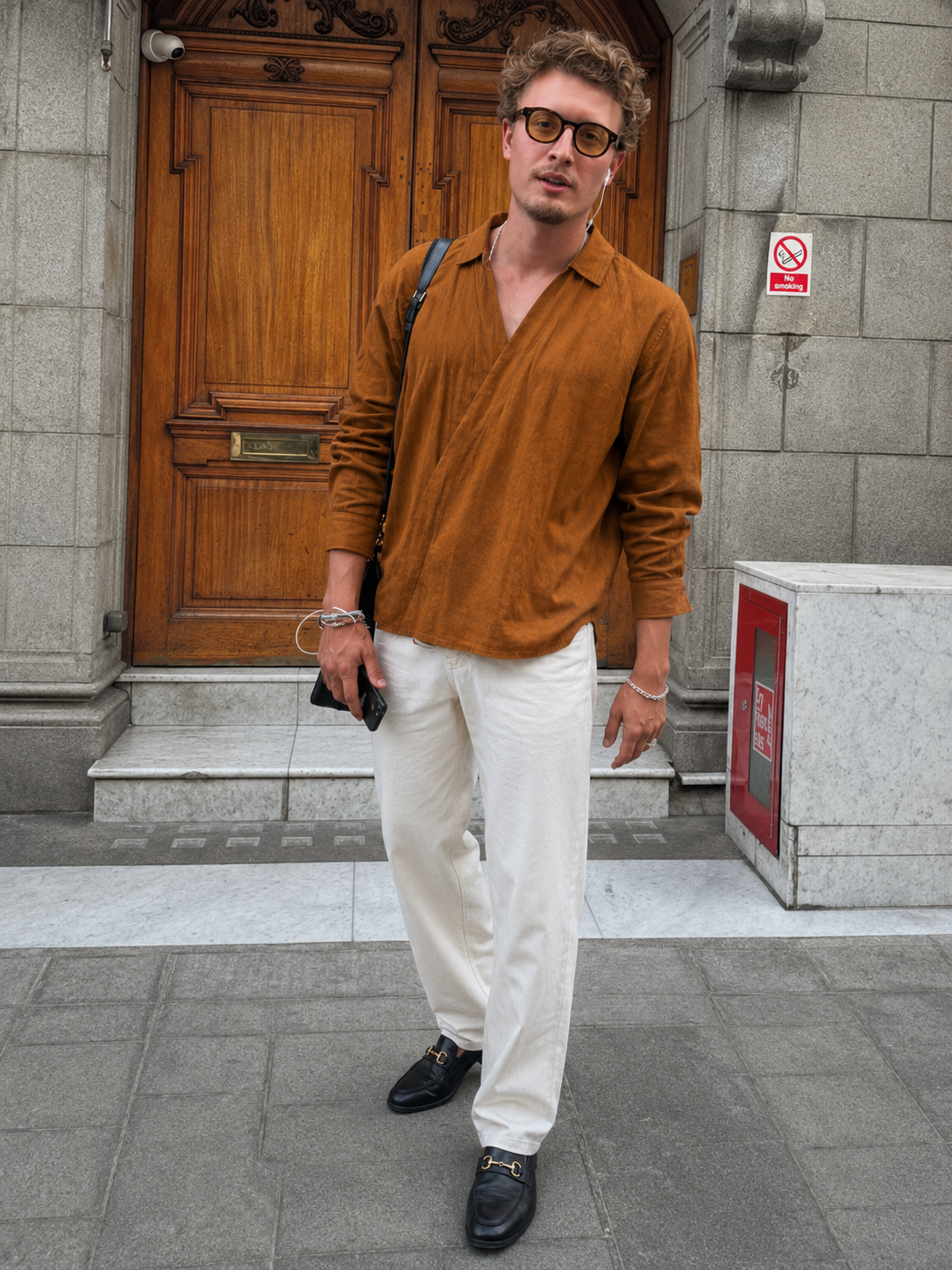 Brown Asymmetric Placket Shirt