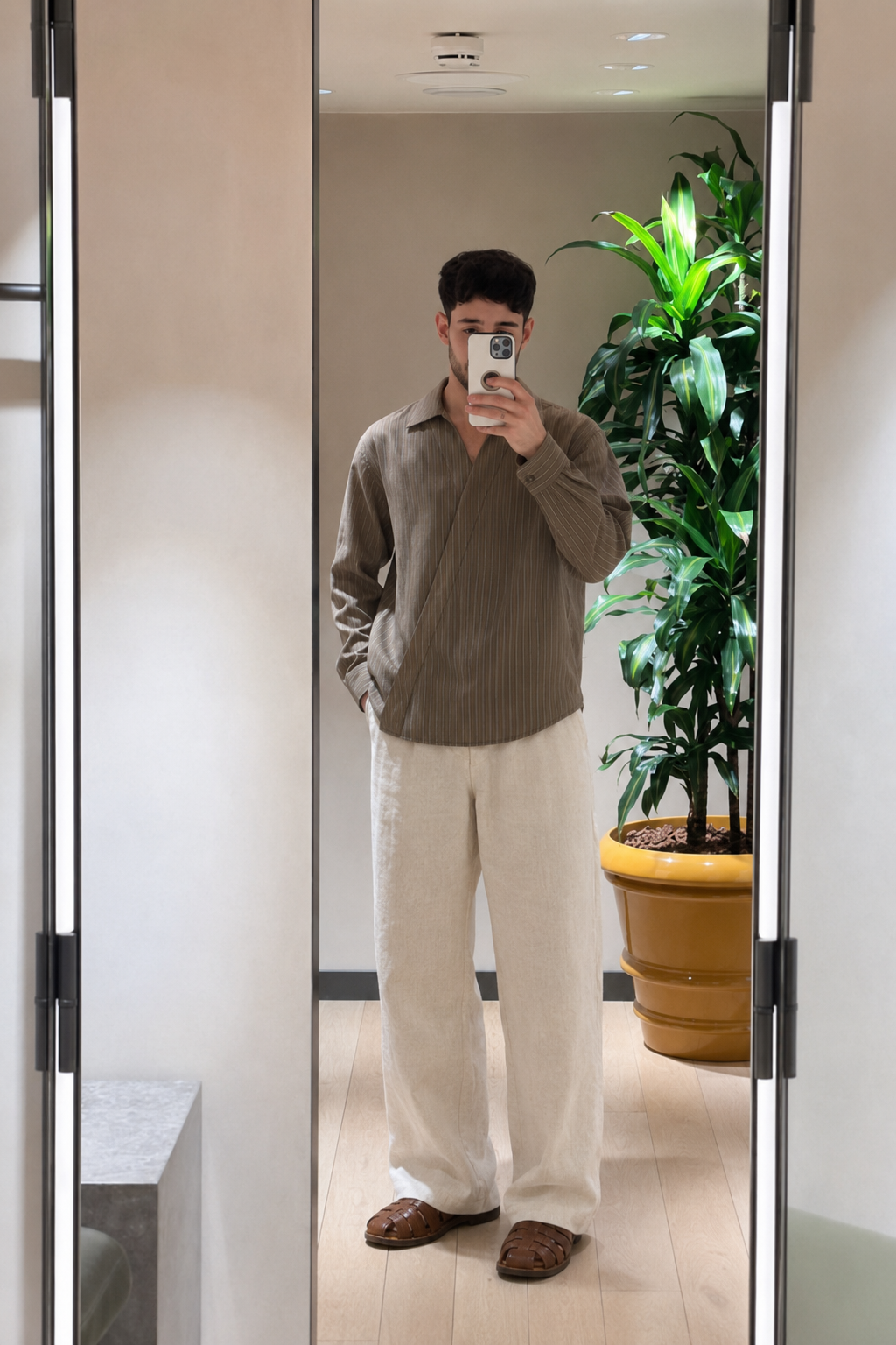 Olive Asymmetric Placket Shirt